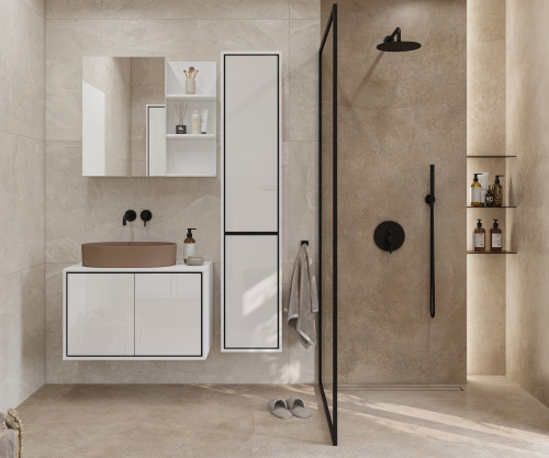 Комплект для ванной Helvetia IRVINE (белый/черный/белый глянец)