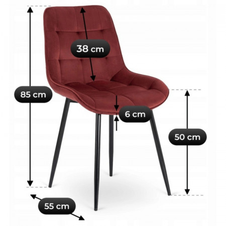 Стул обеденный MEBEL ELITE CHRIS бордо велюр