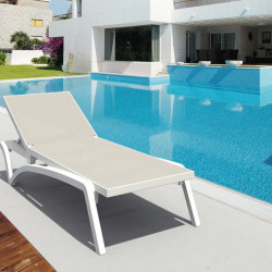 Шезлонг из полипропилена Siesta Pacific (белый/бежевый)