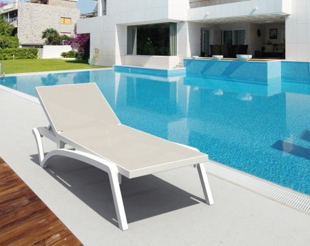 Шезлонг из полипропилена Siesta Pacific (белый/бежевый)