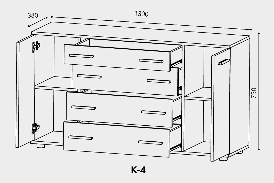 Большой комод EVR- К-4 венге темный
