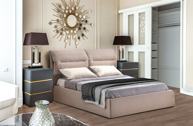 Кровать с подъемным механизмом BIO- Сандра (бежевый)    