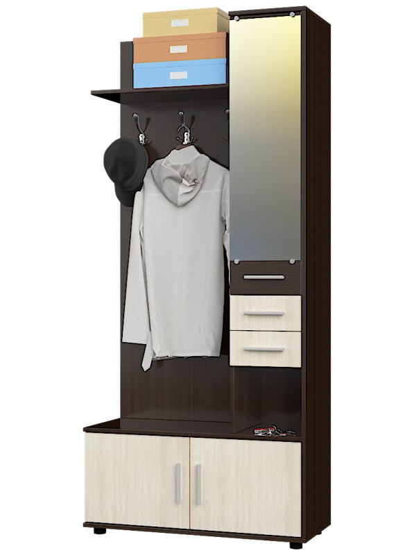 Прихожая + Шкаф ШП-1 EVR- Ривьера венге + дуб молочный