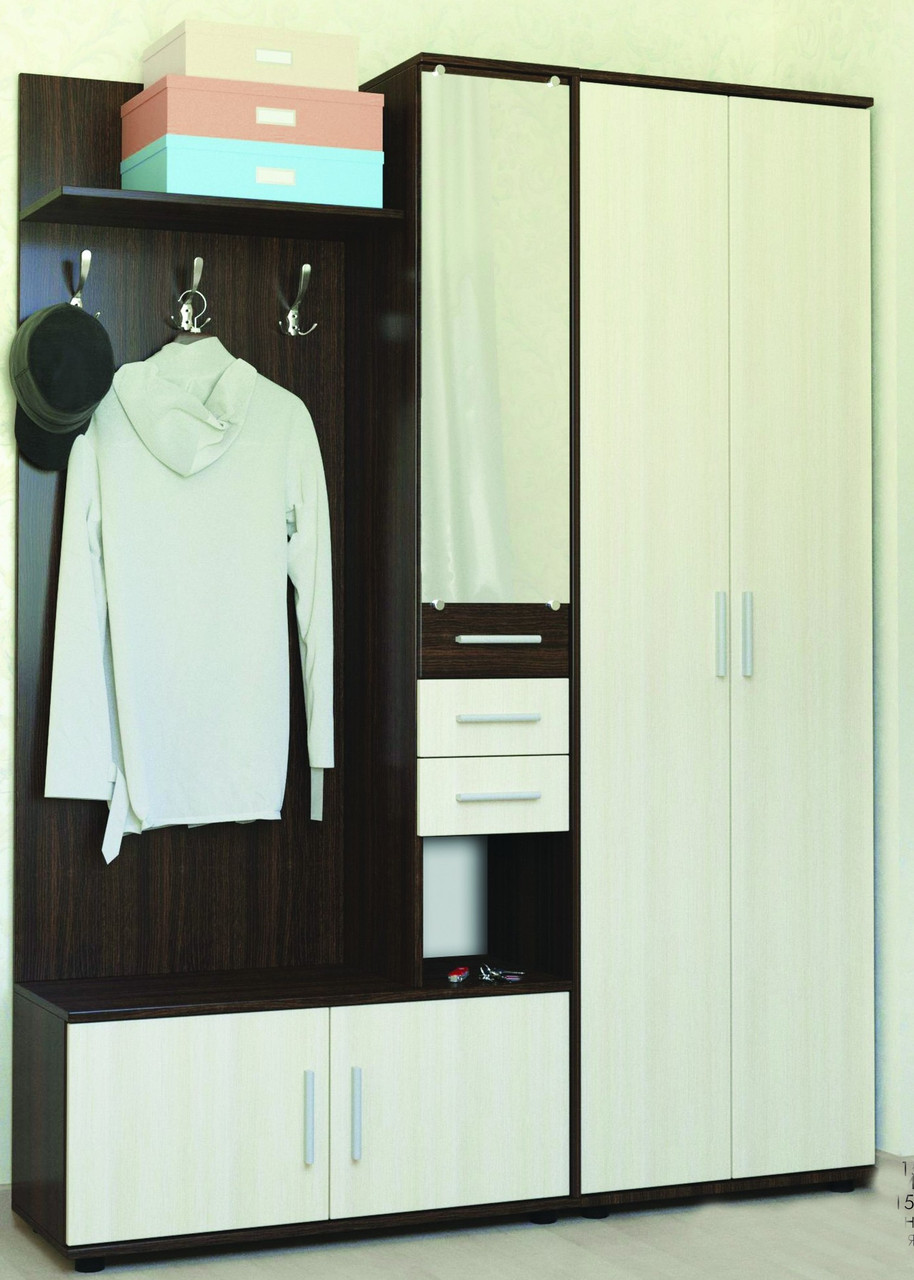 Прихожая + Шкаф ШП-1 EVR- Ривьера венге + дуб молочный