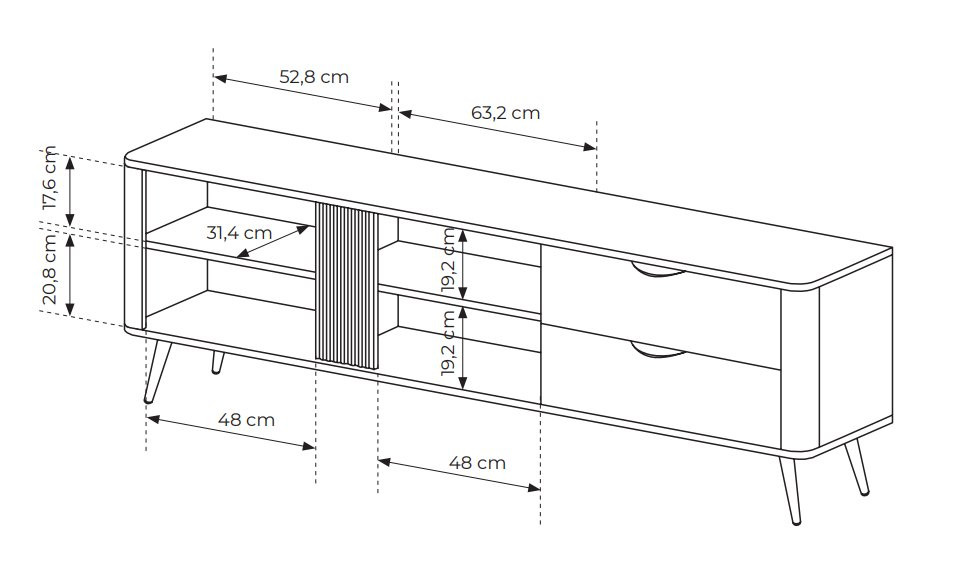 Тумба под ТВ Perfect home Veris 2D2S/195 (дуб дунин / черный)