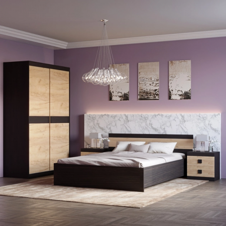 Спальня (модульная) EVR- Соната-6 венге + фасад крафт золотой