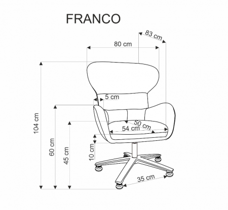 Кресло мягкое HALMAR FRANCO (серый)  