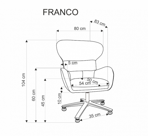 Кресло мягкое HALMAR FRANCO (серый)  