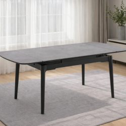 Стол раскладной INI- DUBLIN CERAMIC 120(180)*80 светло-серый матовый/черный каркас  