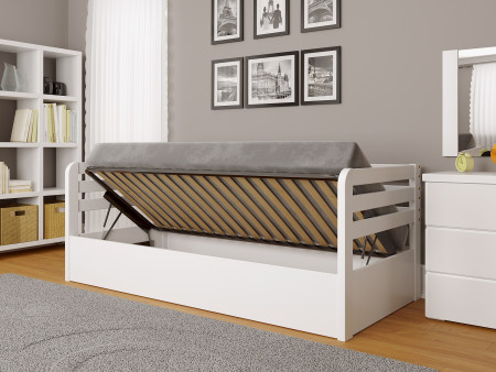 Кровать с подъемным механизмом RBV- Немо Люкс (белый, серый)