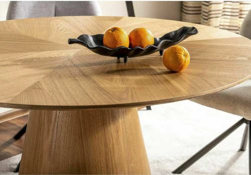 Обеденный комплект SIGNAL: стол Angel д.120см(дуб) + 4 стула Planet Raven (бежевый)