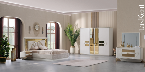 Спальный комплект Art-Deco EXI- Ташкент с кроватью 180*200 и 6-дверным шкафом