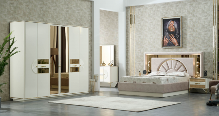 Спальный комплект Art-Deco EXI- Ташкент с кроватью 180*200 и 6-дверным шкафом