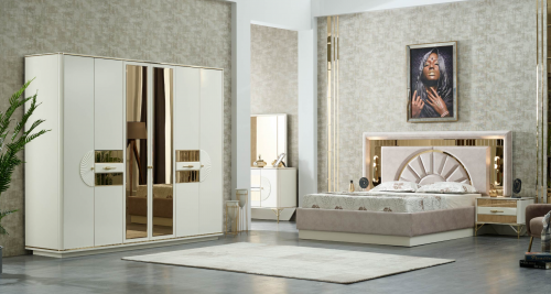 Спальный комплект Art-Deco EXI- Ташкент с кроватью 180*200 и 6-дверным шкафом