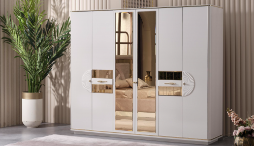 Спальный комплект Art-Deco EXI- Ташкент с кроватью 180*200 и 6-дверным шкафом