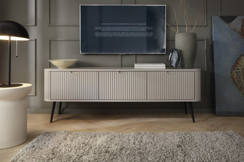 Тумба под телевизор Perfect Home Зова/Zova 3-дверная с черными ножками RTV168 Кашемир