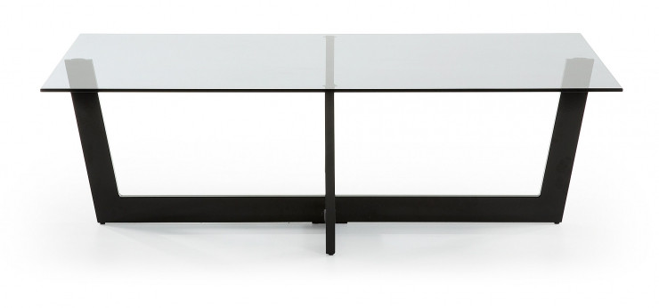 Стол кофейный LFF- PLUM 120X70 см (черный, стекло тонированное серое)