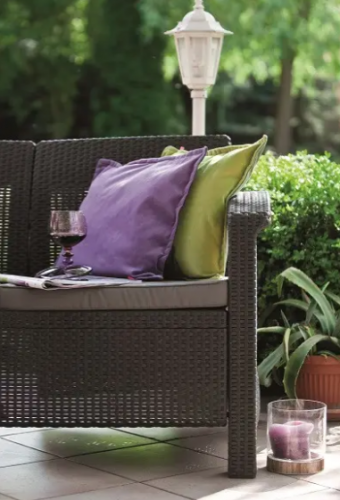 Диван пластиковый садовый  ECO- Keter Corfu Love seat max коричневый
