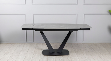 Стол раскладной TOP- Саймон серый мат/черные ноги 120/180  