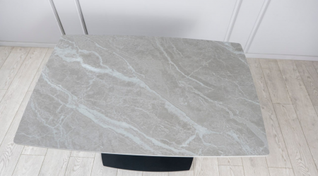 Стол раскладной TOP- Саймон серый мат/черные ноги 120/180  