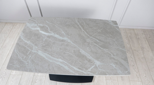 Стол раскладной TOP- Саймон серый мат/черные ноги 120/180  