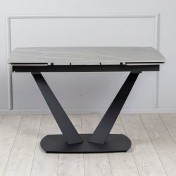 Стол раскладной TOP- Саймон серый мат/черные ноги 120/180  