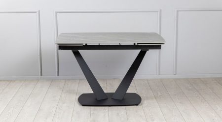 Стол раскладной TOP- Саймон серый мат/черные ноги 120/180  