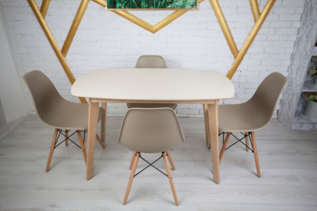 Кухонный комплект Ont- Винцензо 120 бежевый прямоугольный стол + 4 Стула Classic (Осако)