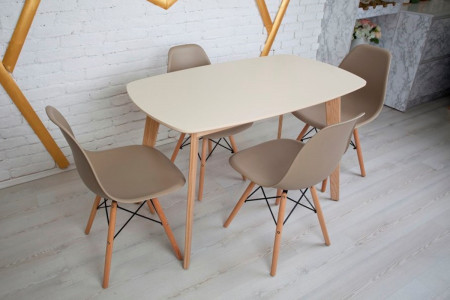 Кухонный комплект Ont- Винцензо 120 бежевый прямоугольный стол + 4 Стула Classic (Осако)