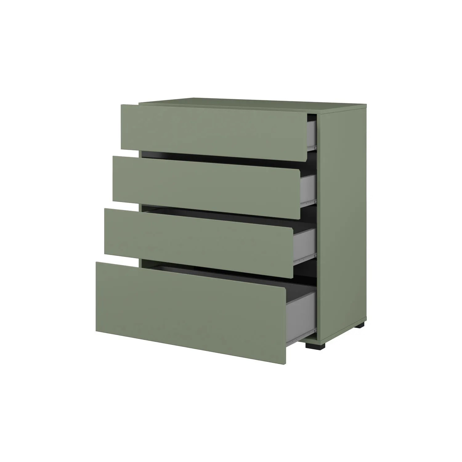 Комод на 4 ящика Helvetia CROSS S 24GWMY28 (дымчатый зеленый/черный)
