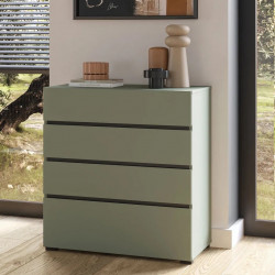 Комод на 4 ящика Helvetia CROSS S 24GWMY28 (дымчатый зеленый/черный)