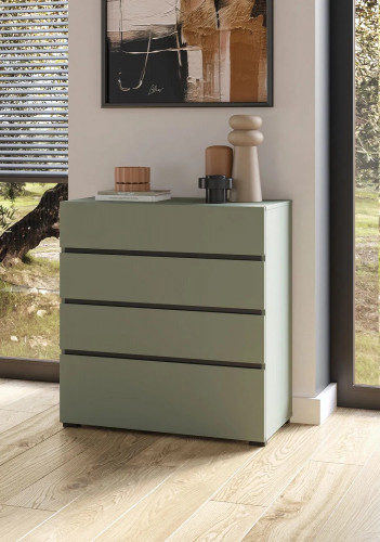 Комод на 4 ящика Helvetia CROSS S 24GWMY28 (дымчатый зеленый/черный)