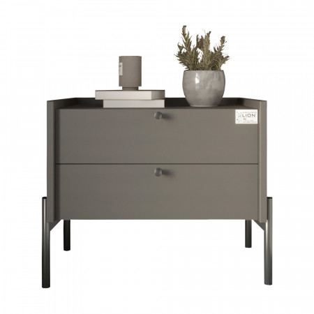 Тумба прикроватная LION- Wood с двумя ящиками Антрацит 50х40х44см (черные ножки) (LION-041335) 