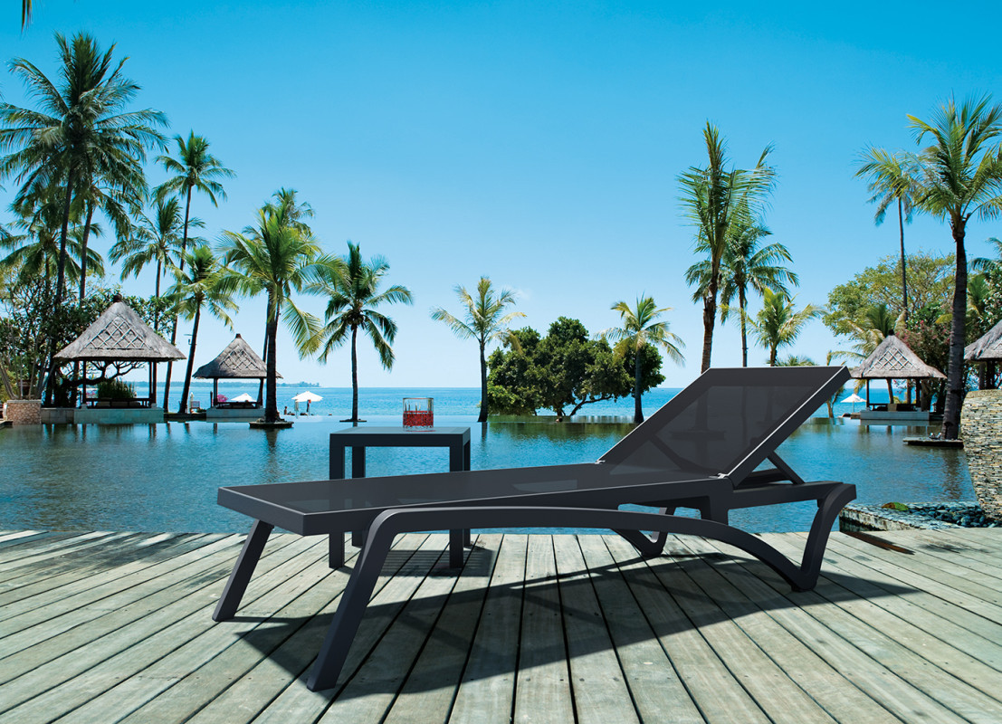 Шезлонг из полипропилена Siesta Pacific (серый/черный)