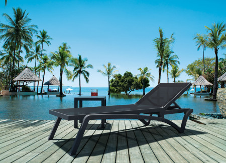 Шезлонг из полипропилена Siesta Pacific (серый/черный)