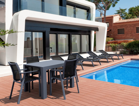 Шезлонг из полипропилена Siesta Pacific (серый/черный)