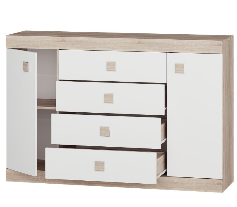 Большой комод EVR- Соната-8 дуб Сонома + фасад белый