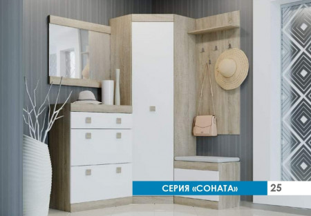 Прихожая(модульная) EVR- Соната-6 дуб Сонома + белый