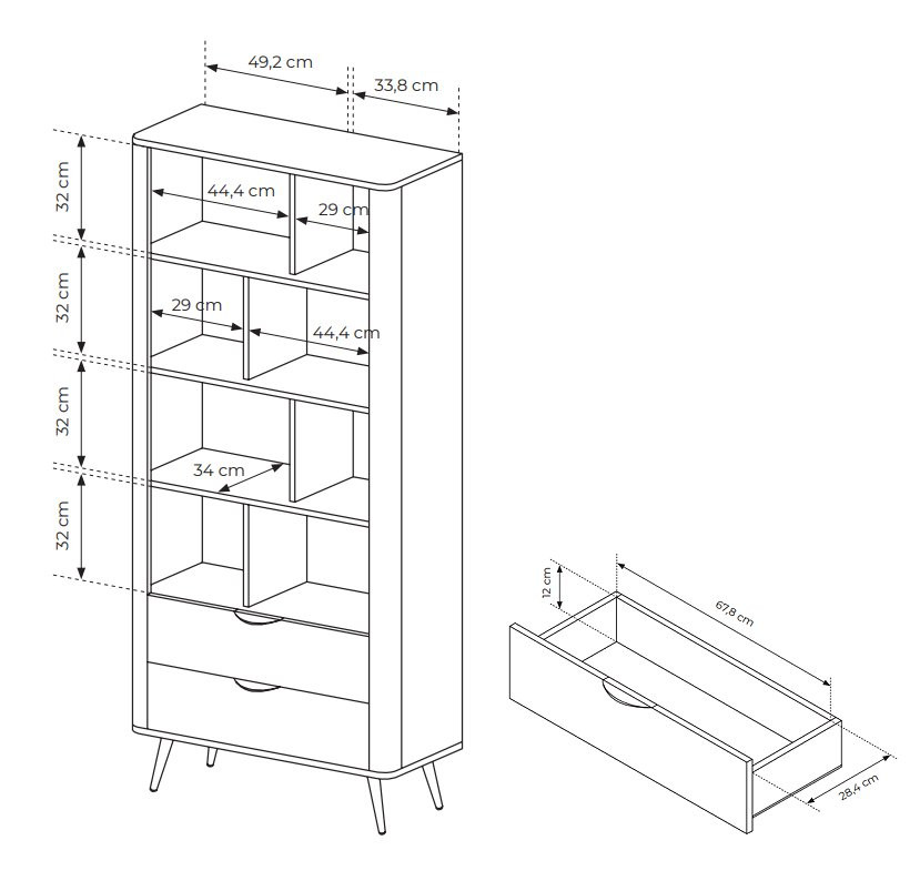 Стеллаж Perfect home Veris 2S/88 (дуб дунин / черный)