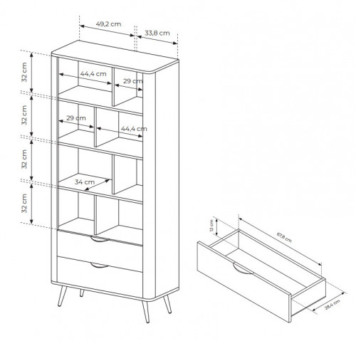 Стеллаж Perfect home Veris 2S/88 (дуб дунин / черный)