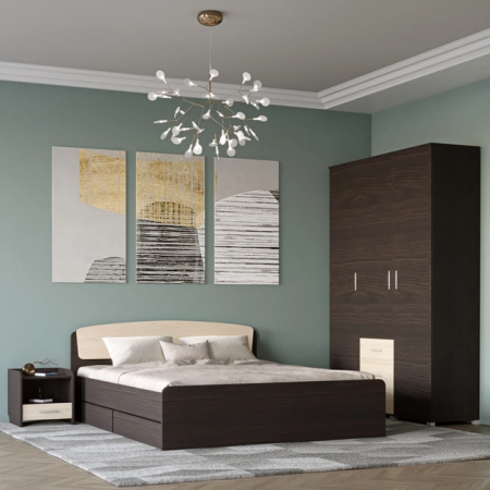 Спальня (модульная) EVR- Бриз-4 венге + фасад дуб молочный