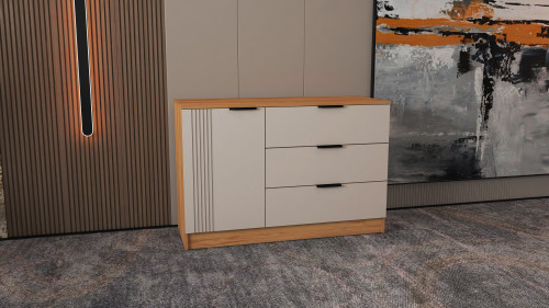 Комод на 3 шухляды и 1 дверь ViA- APC АК-10 (дуб тахо/кашемир)