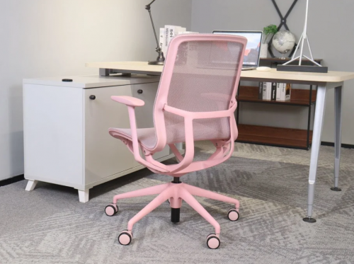 Кресло офисное INI-  REGINA розовая сетка / розовый каркас​