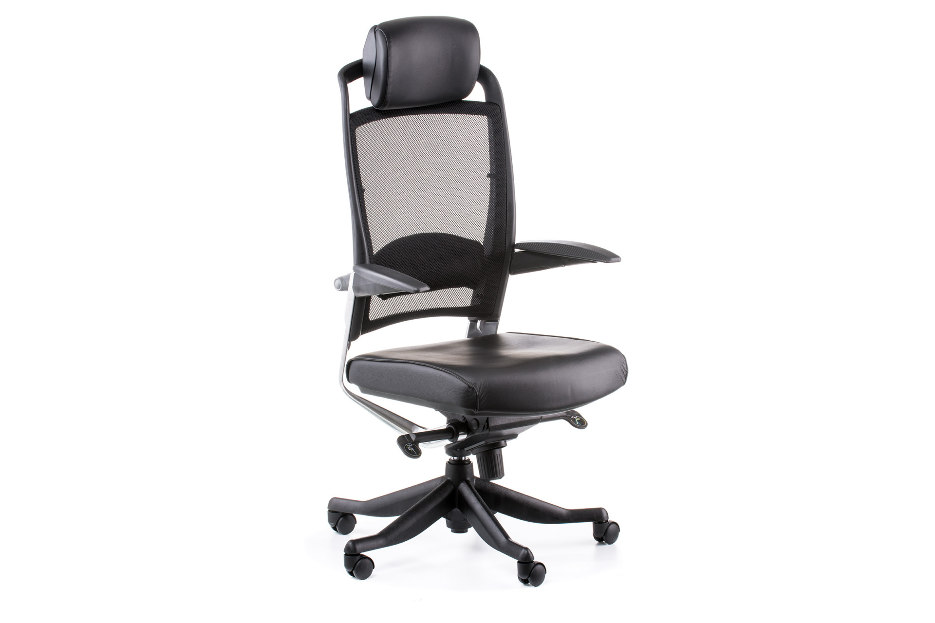 Кресло офисное TPRO- Fulkrum black lеathеr, black mеsh E0642