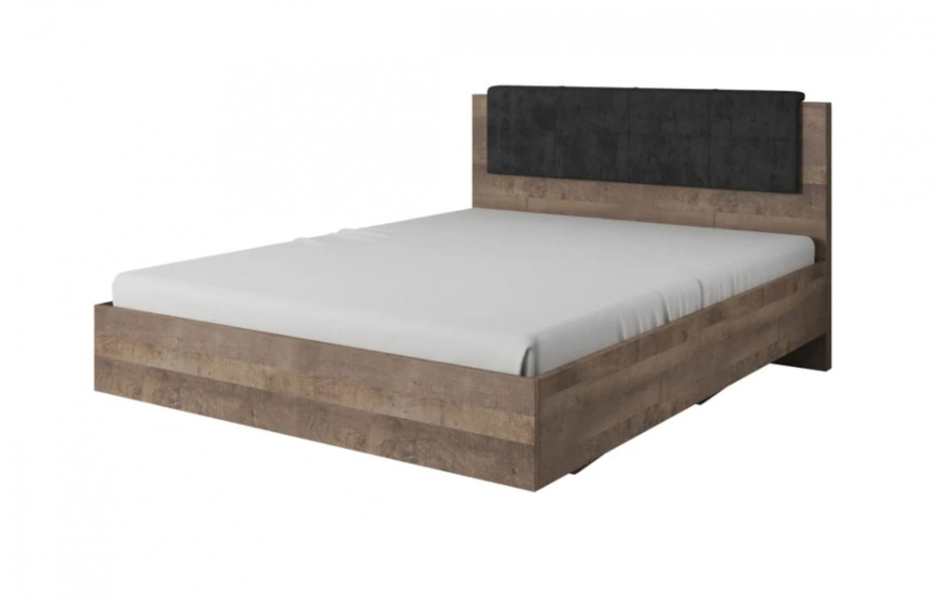 Кровать двуспальная (каркас)  с мягким изголовьем Perfect Home Арден/Arden 160 Дуб санд гранж/матера