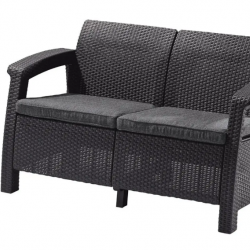 Диван пластиковый садовый  ECO- Keter Corfu II Love seat, графит