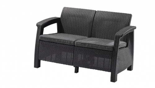 Диван пластиковый садовый  ECO- Keter Corfu II Love seat, графит