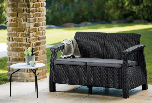 Диван пластиковый садовый  ECO- Keter Corfu II Love seat, графит