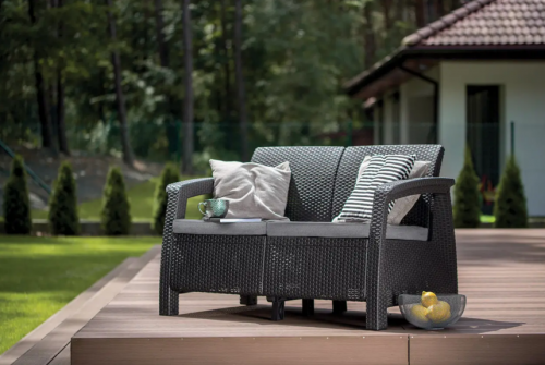 Диван пластиковый садовый  ECO- Keter Corfu II Love seat, графит