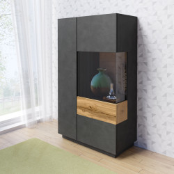 Комод высокий 2 дв (1 стекло) правый Helvetia SILKE